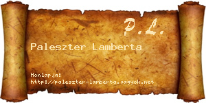 Paleszter Lamberta névjegykártya